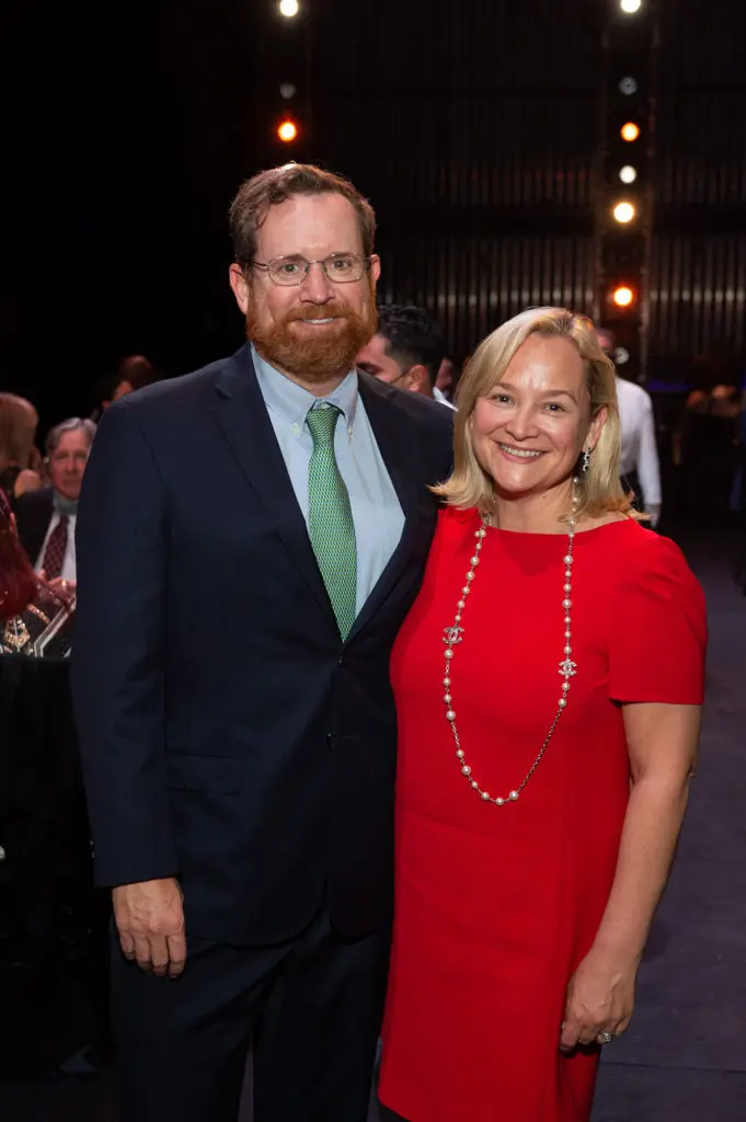 Brannon & Laura Robertson at the Margaret Alkek Williams 'Jubilee of Dance' on-stage dinner.  (Photo by Wilson Parish)