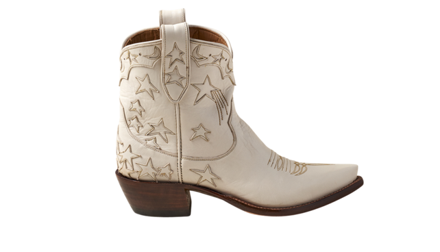 Miron Crosby's Brooke boots in cream. 