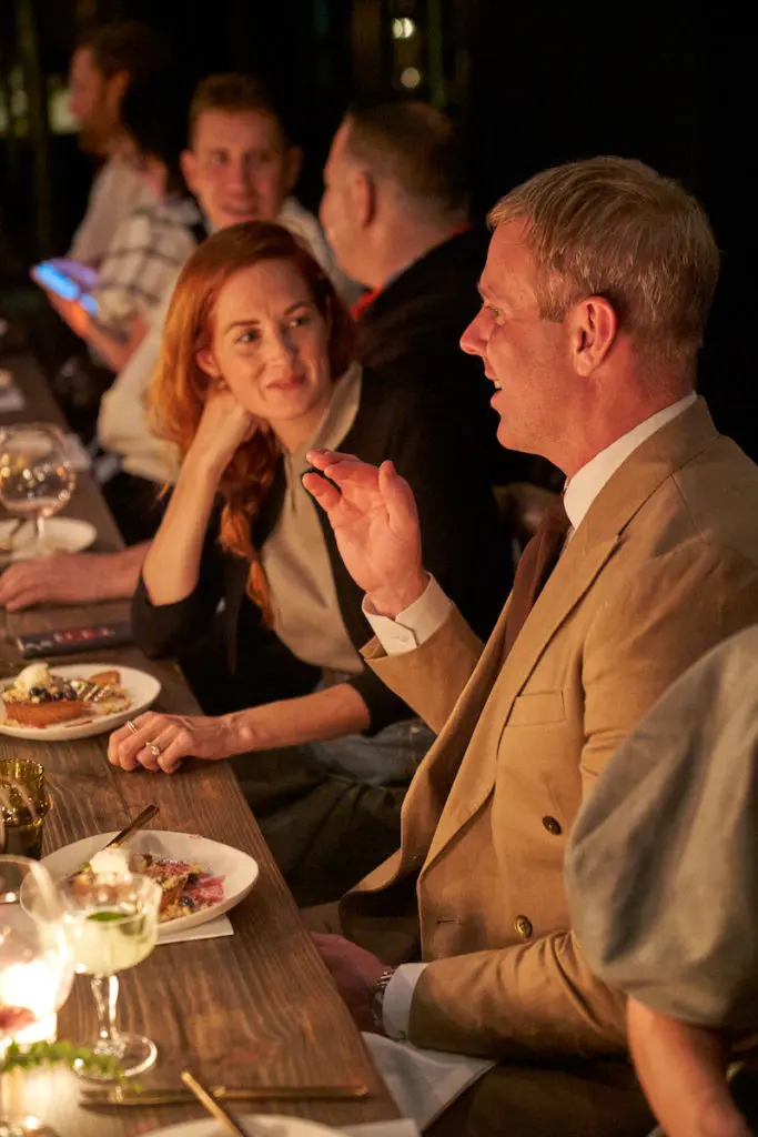 Taylor Tomasi Hill and Richard Christiansen (Photo by Billy Surface / Marc Montoya)