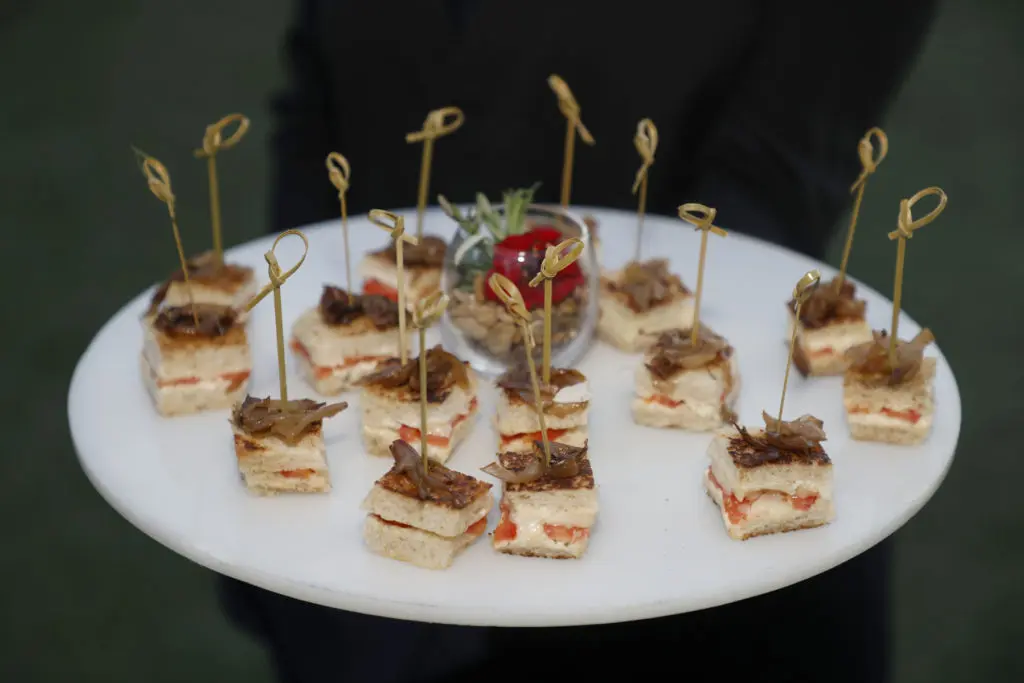 Cheese sandwich appetizers during the launch of the Mercedes-Benz S-Class at the Dallas Arboretum. (Photo by Michael Ainsworth)