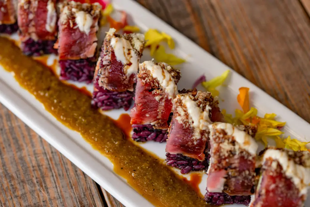 TEN Sushi's signature Forbidden Roll with black rice is one of the new Houston restaurant's notable dishes. (Photo by Kirsten Gilliam)