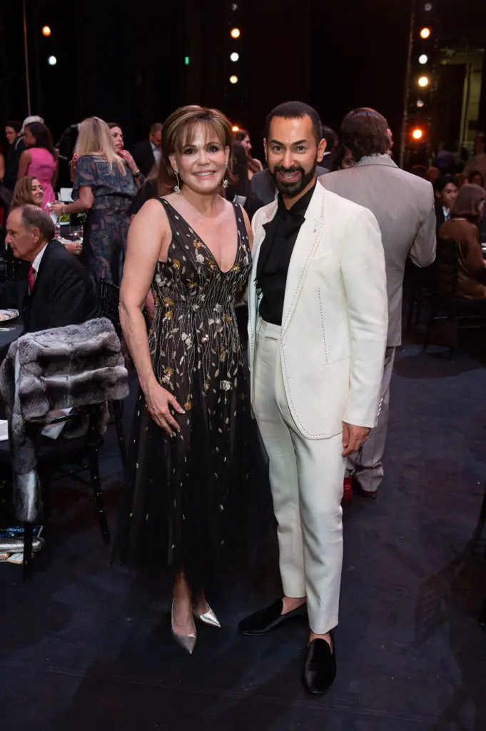 Hallie Vanderhider, Fady Armanious at the Margaret Alkek Williams 'Jubilee of Dance' on-stage dinner.  (Photo by Wilson Parish)