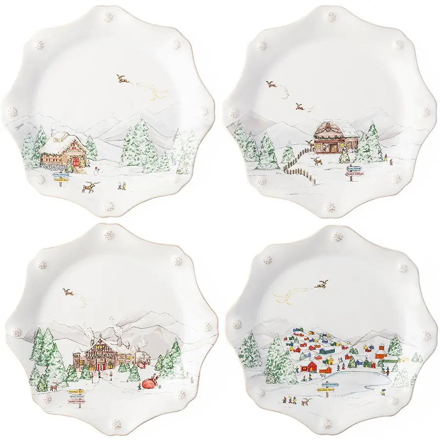 Juliska’s Berry & Thread North Pole Scalloped Plate Set.