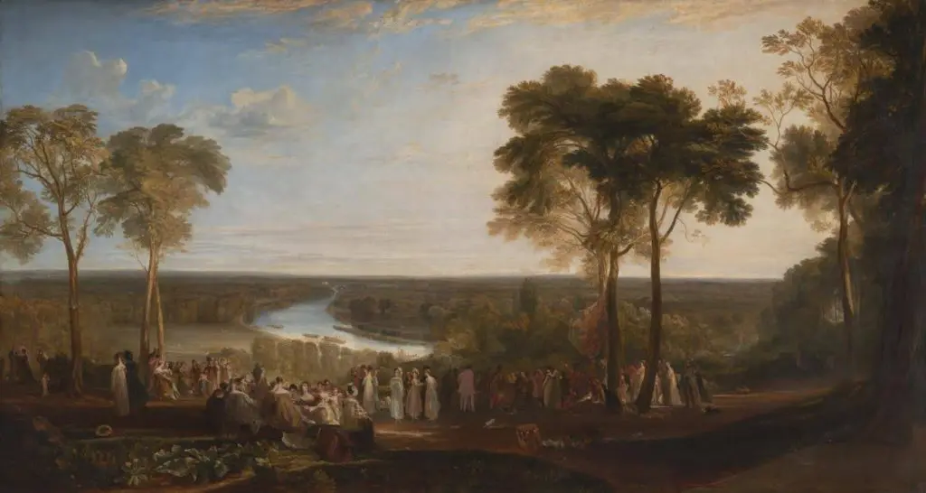 England: Richmond Hill, on the Prince Regent's Birthday exhibited 1819 Joseph Mallord William Turner. Accepted by the nation as part of the Turner Bequest 1856.