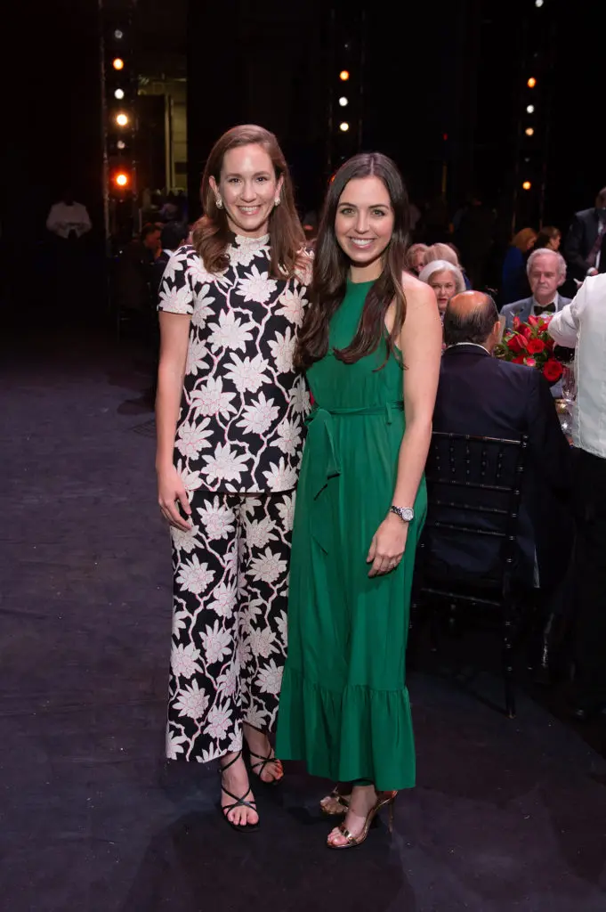Lilly Cullen, Corinne Davis at the Margaret Alkek Williams 'Jubilee of Dance' on-stage dinner.  (Photo by Wilson Parish)