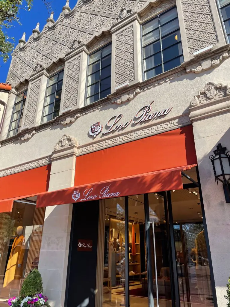 Loro Piana's new remodeled storefront at Highland Park Village. 