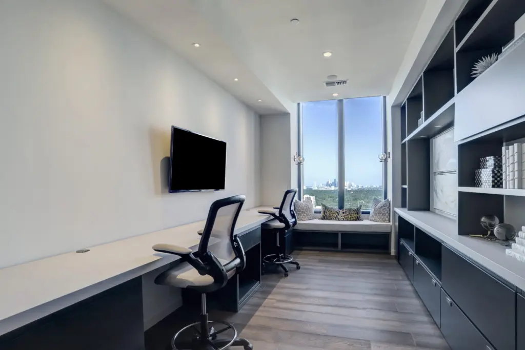 The home office in The Astoria penthouse, at 9,500 square feet it is on the market for $7,999,999 with Nancy Almodovar, founder of Nan and Company Properties. (Photo by TK Images)