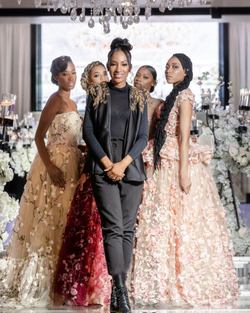 Brides flock to Chasity Sereal for glamorous, non-traditional wedding gowns. (Photo by Saba Design Studio)