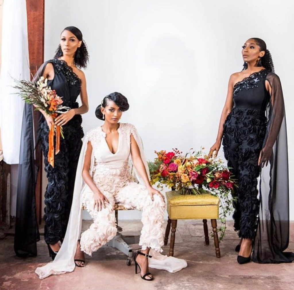 Chastity Sereal's wedding jumpsuits are a favorite among brides and bridesmaids. Photo by Harbor Grace Photography.