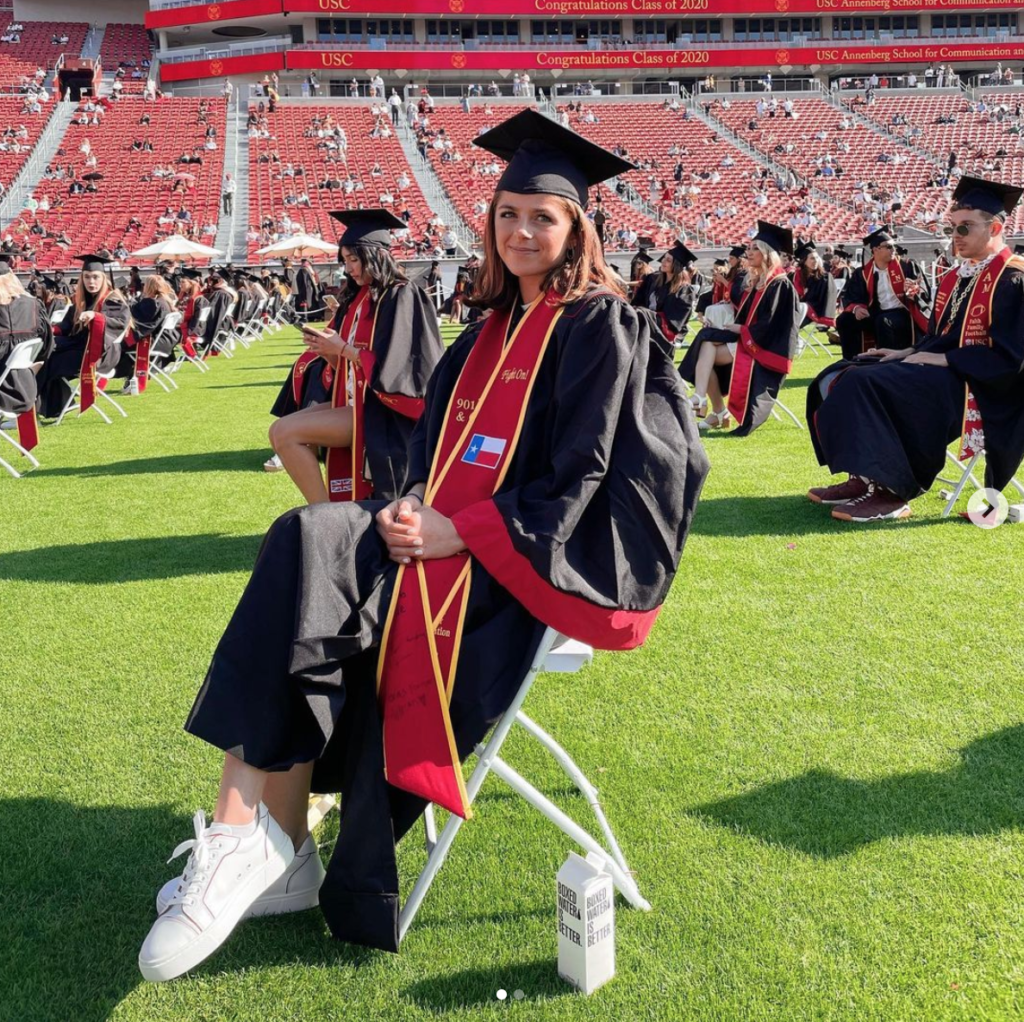 Blayne Fertitta at her recent graduation ceremonies from the University of Souther California. (Instagram photo)