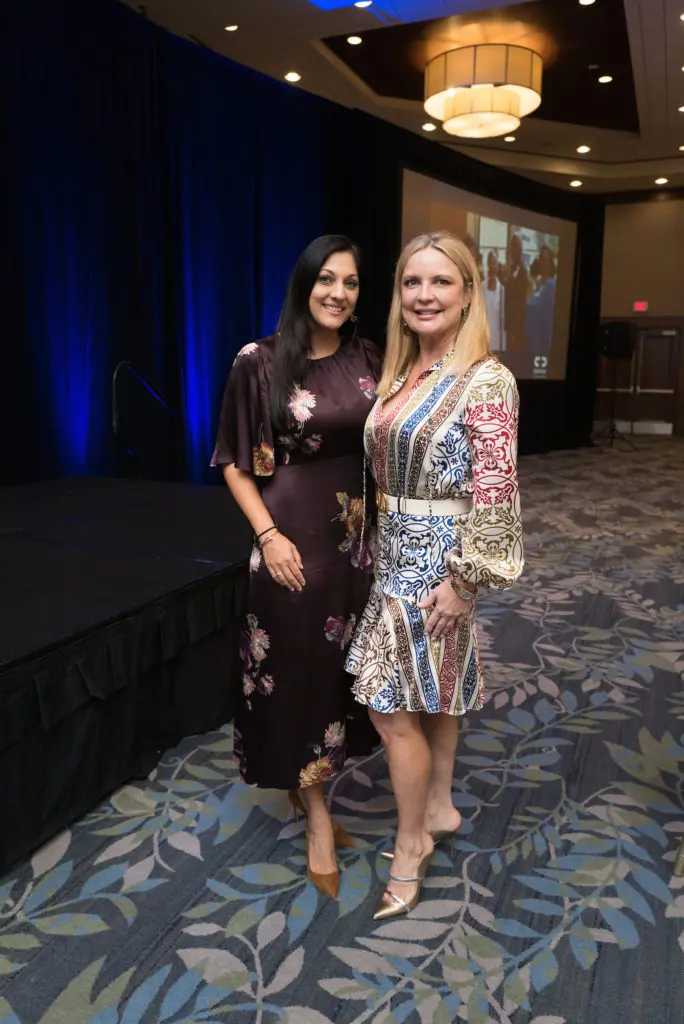 Sippi Khurana, Melissa Juneau at the CanCare 30th anniversary luncheon at the Westin Memorial City. (Photo by Daniel Ortiz)
