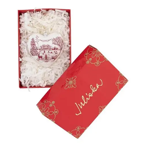 Juliska Country Estate Winter Frolic Ruby 2021 Heart Glass Ornament.