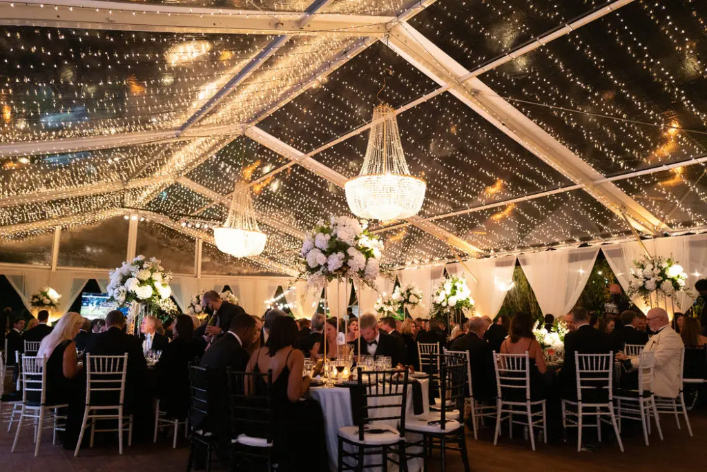 While the lions and other creatures slept, the Houston Zoo 'Black and White Ball' fêted 700 patrons in a glamorous setting in the midst of the animal habitats.  (Photo by Daniel Ortiz)