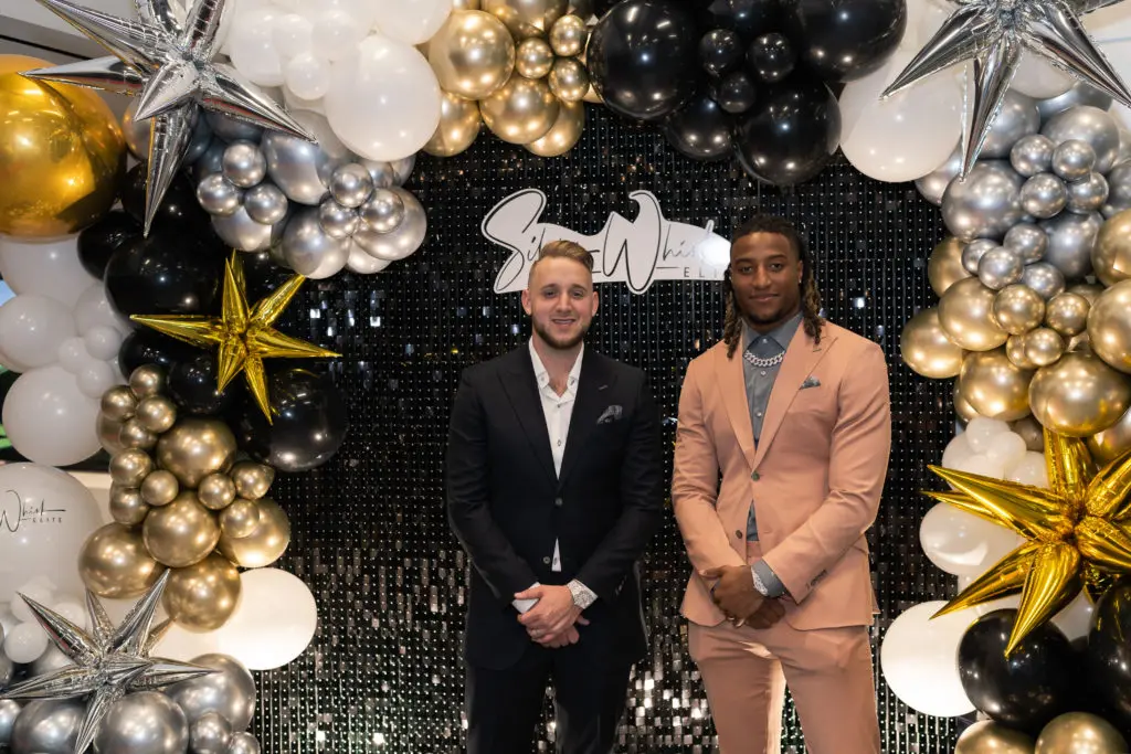 Chef Jake Gober, Houston Texans safety Justin Reid at the Silver Whisk Elite launch party at McLaren Houston. (Photo by Swish & Click Photography)