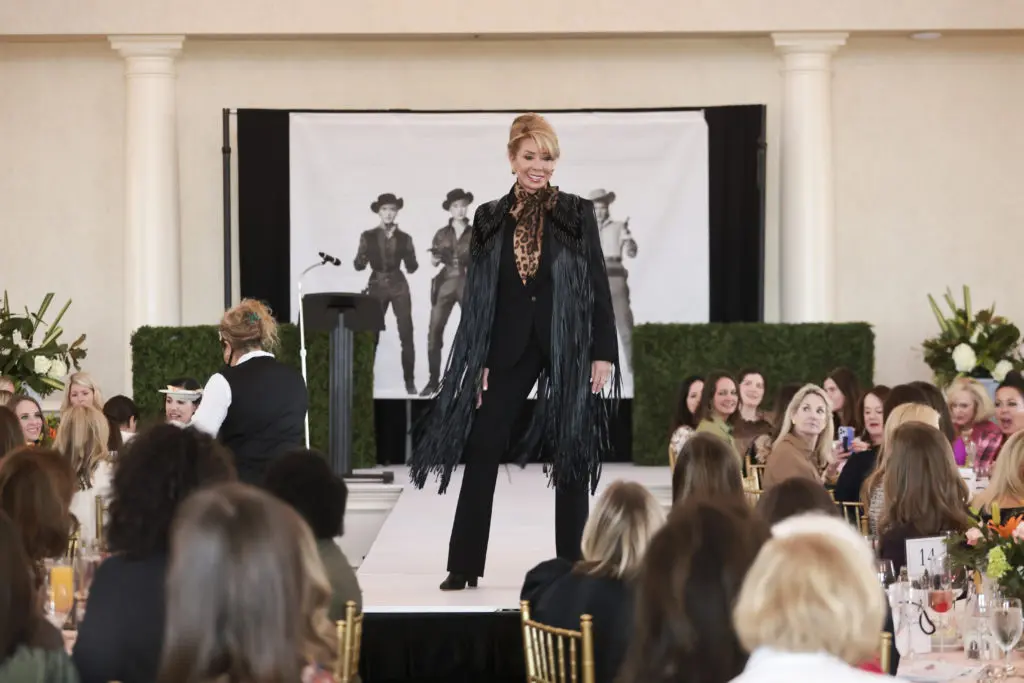 Olivia Kearney in Etro at the Desert Rose Fashion Show and Luncheon at River Crest Country Club on November 10, 2021. (Photo by/Ellman Photography)
