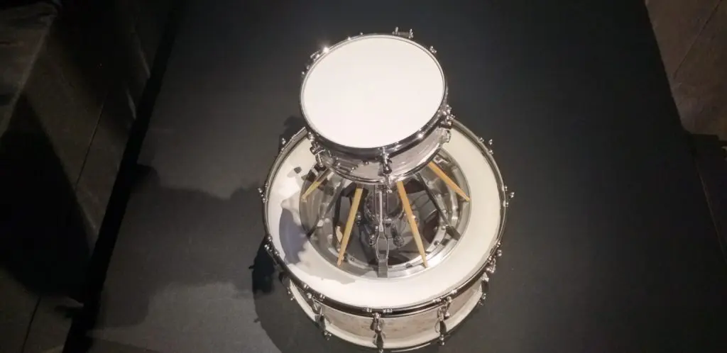 Mel Chin's "Drum Roller," 2021, was one of  the highlights of the silent art auction. (Photo by CDA)