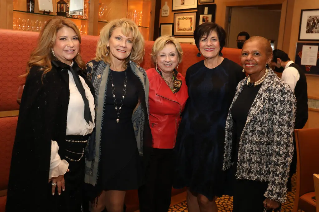 Leticia Trauber, Lisa Simon, Ellie Francisco, Yvonne Cormier at the Best Dressed luncheon held at Tony's, benefiting March of Dimes and hosted by Children's Memorial Hermann Hospital. (Photo by Priscilla Dickson)