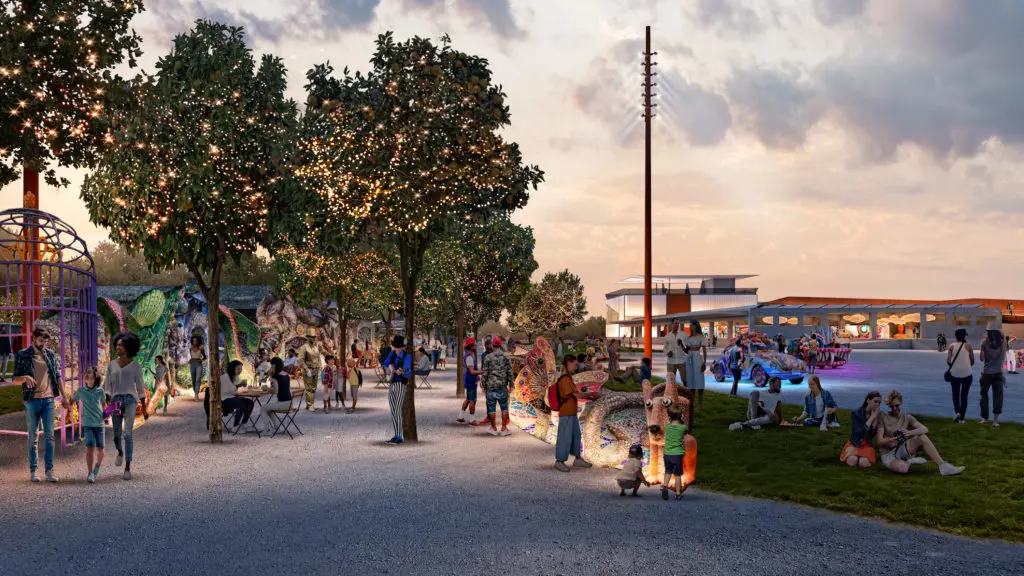 The new Mosaic Alley at Smither Park as envisioned for the Orange Show expansion. (Rendering courtesy of Rogers Partners)