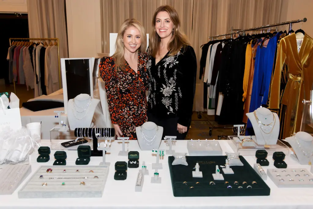 Mackenzie Knapp and Emily Pedersen of Milliard Diamond Concierge at the Desert Rose Fashion Show and Luncheon Patron Party at River Crest Country Club on November 9, 2021. (Photo by/Sharon Ellman)