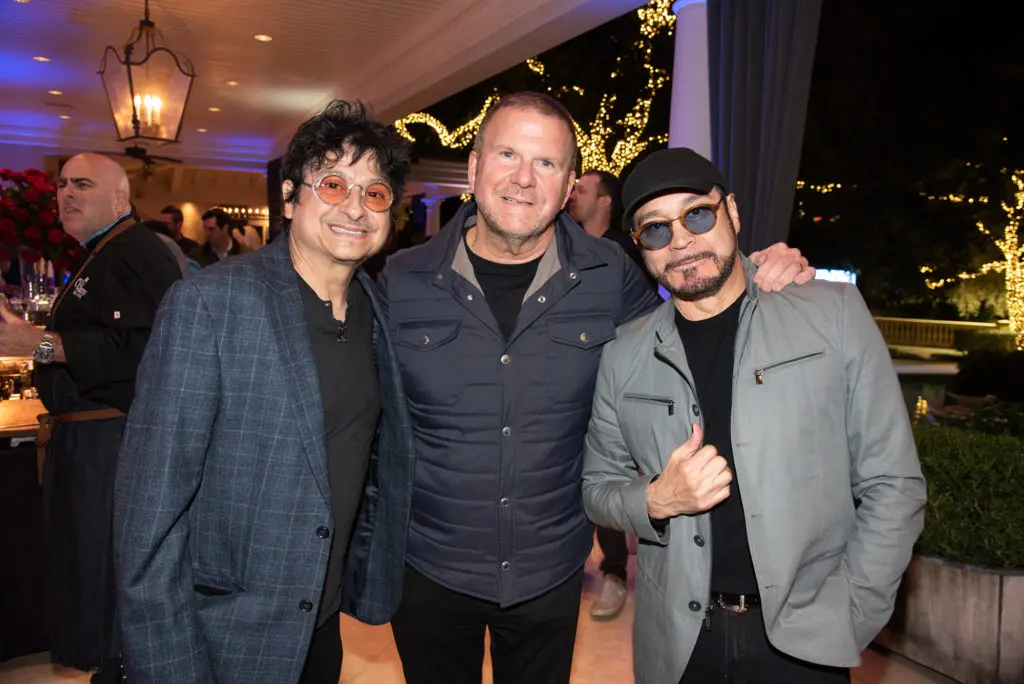 Armando Lichtenberger Jr., Tilman Fertitta, Oscar De La Rosa at the Houston Police Foundation True Blue Gala held at the Fertitta Family Home in River Oaks (Photo by Alexander's Fine Portrait Design)