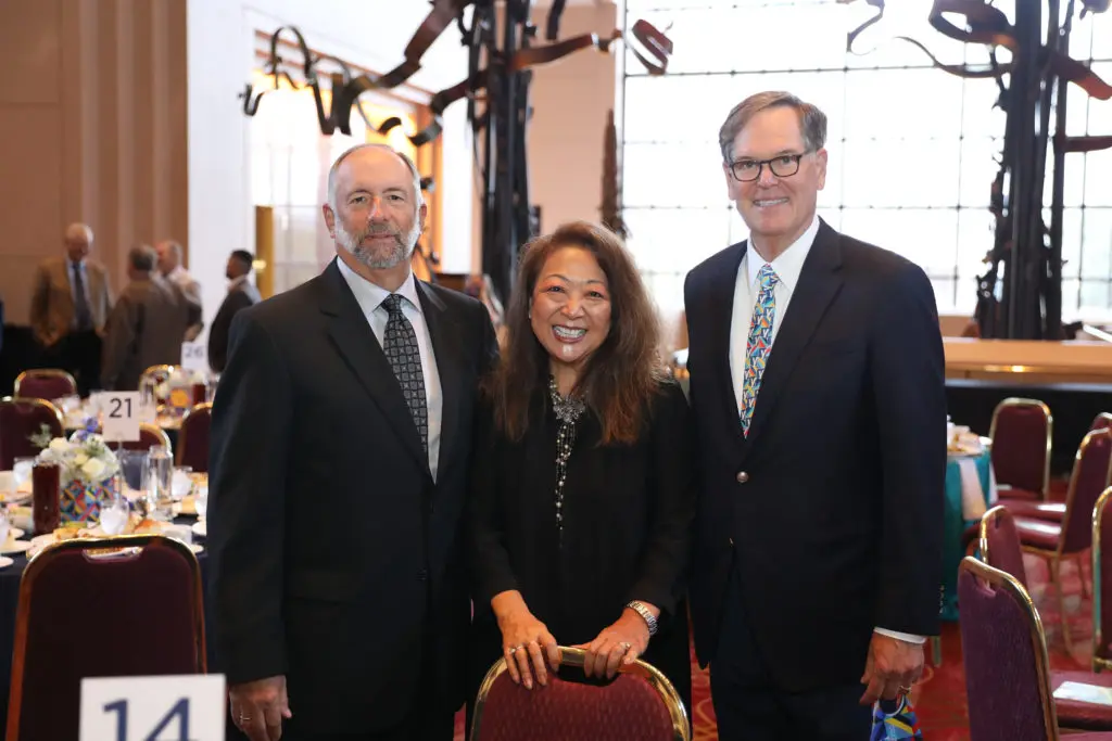 Brian & Shirley Colona, Jim Nicholas at the YES Prep Leading Houston Forward luncheon. (Photo by Priscilla Dickson)