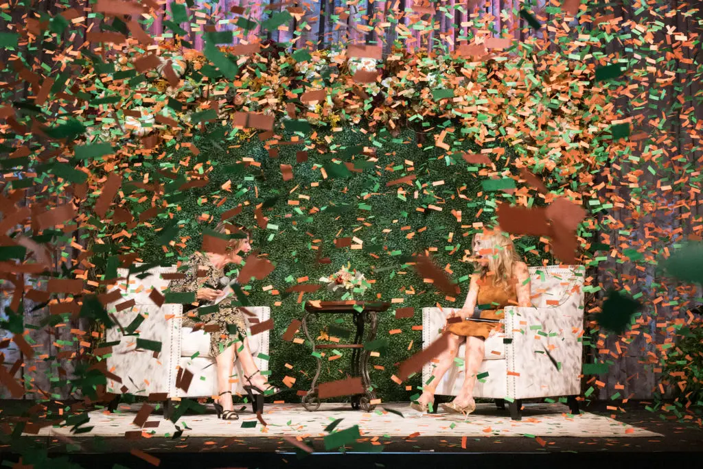 Dominique Sachse and Kathie Lee Gifford amid a joyous confetti shower at the Power of Literacy Luncheon (Photo by Daniel Ortiz)