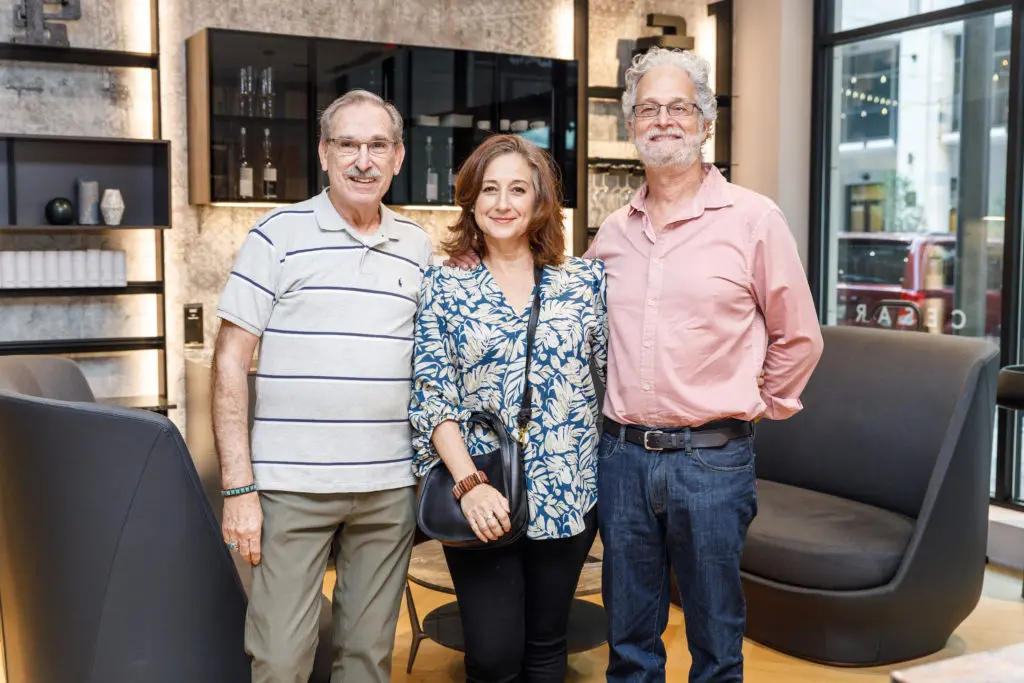 AIA Home Tour docents Leon Yawitz and Marian Montes de Oca, AIA Home Tour chairman Bob Robinowitz at the AIA Home Tour Sponsor Party