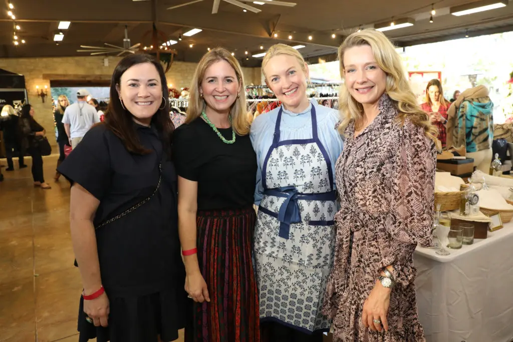 Kelly McWherter, Macari Potter, Marcia Smart, Kristen McMackin at The Clubs at Houston Oaks Holiday Market (Photo by Priscilla Dickson)