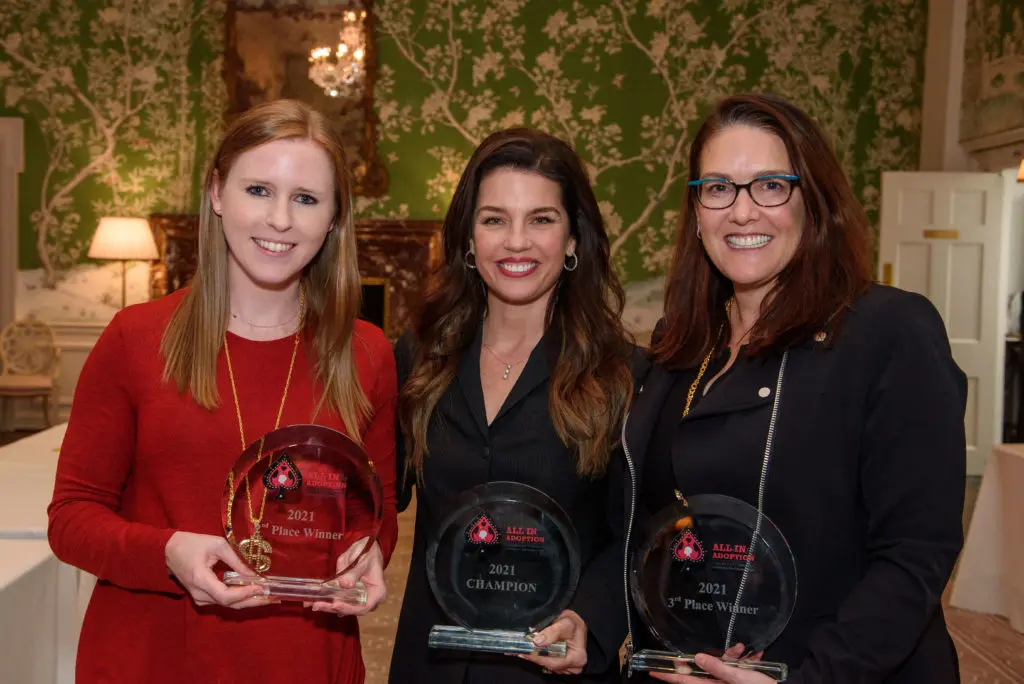 Kendall Bell, Sabrina Ham, Noelle Reed winners in the Arms Wide Adoption Services Texas Hold 'Em fundraiser (Photo by Steven David Photography)