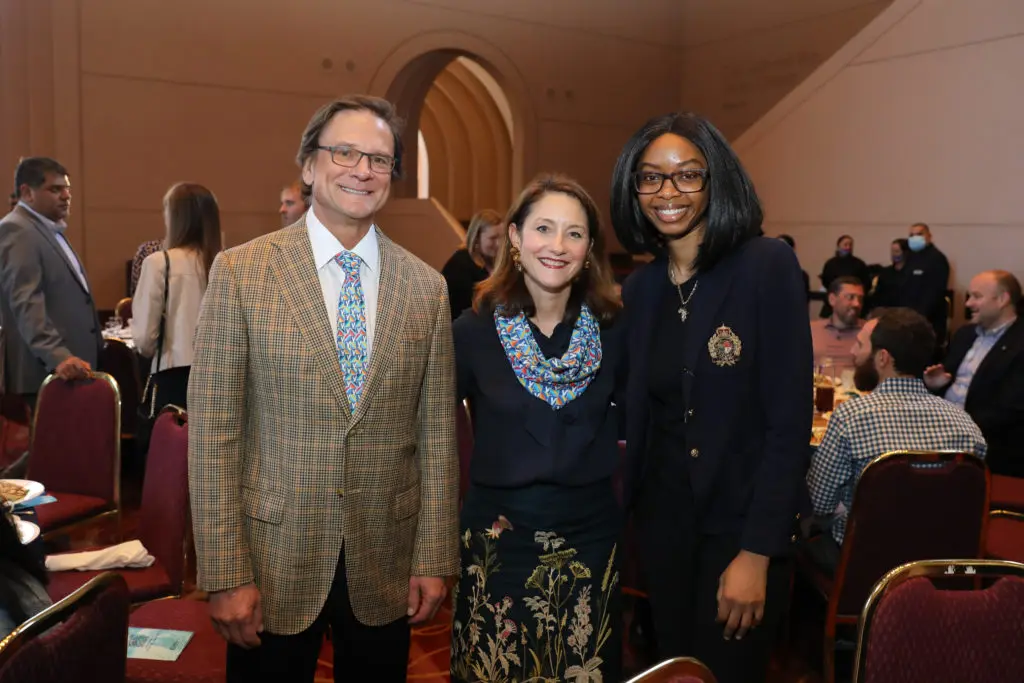 Mark Gregg, Ann Vaughan, Laura Onyeneho at the YES Prep Leading Houston Forward luncheon. (Photo by Priscilla Dickson)