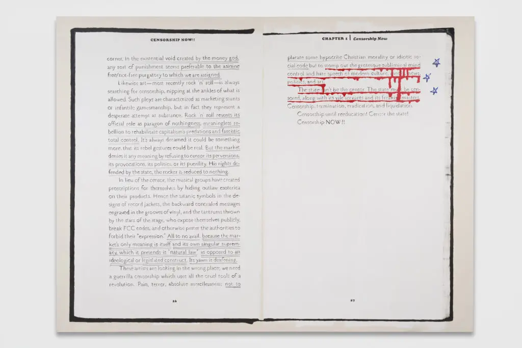 The FOCUS series celebrates the works of Frances Stark. Censorship Now (2017).
