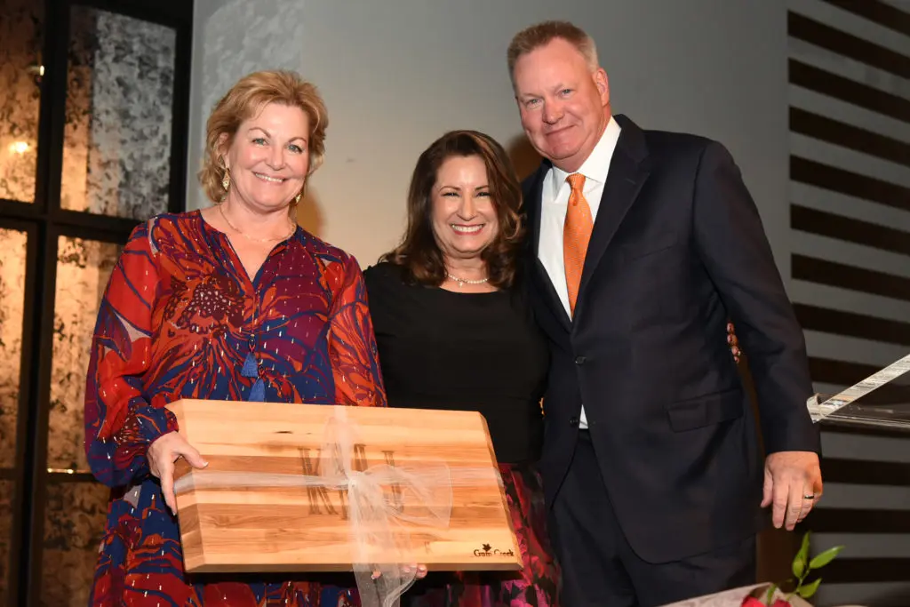 Cynthia N. Colbert, Kelly & John Mooz at the Catholic Charities of the Archdiocese of Galveston-Houston Wine & Dine Dinner at The Revaire. (Photo by Gary Maltz, CatchlightGroup.com)