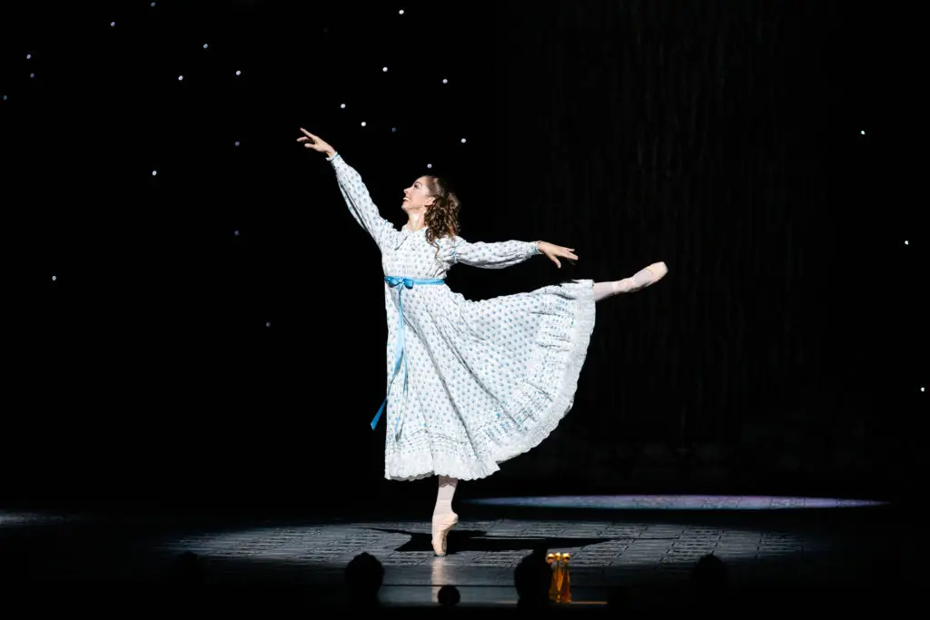 Houston Ballet First Soloist Allison Miller in 2021 as Clara in Stanton Welch's The Nutcracker. (Photo by Lawrence Elizabeth Knox, Courtesy of Houston Ballet)

