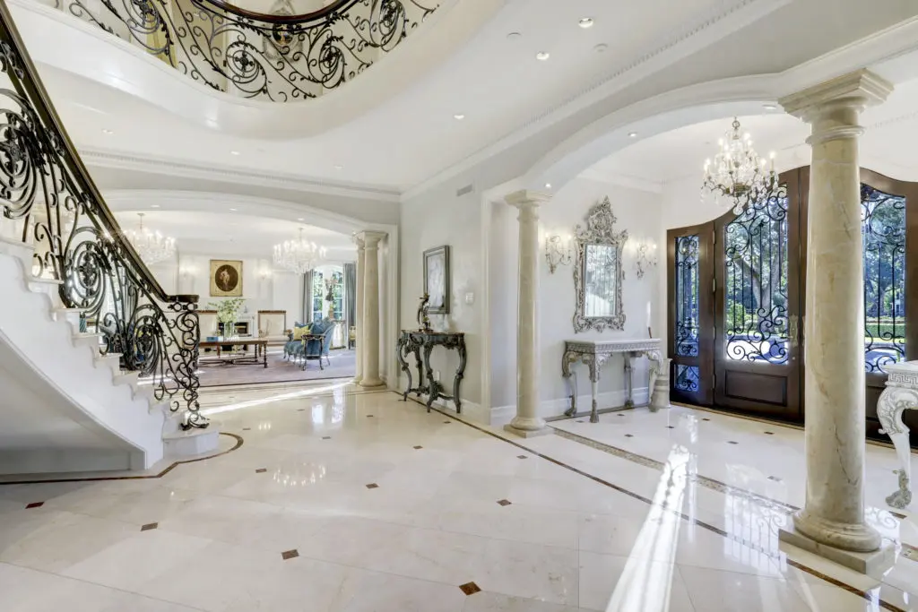 Entry hall to the former home of the late Baron Ricky di Portanova at 2115 River Oaks Boulevard. (Photo by TK Images)