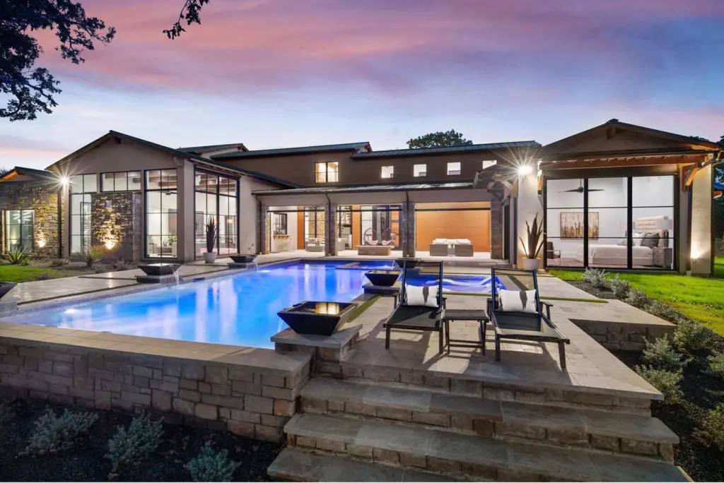 Rockgate Road - view from the backyard pool and spa. Photos courtesy of Zach Spross, for Douglas Elliman.