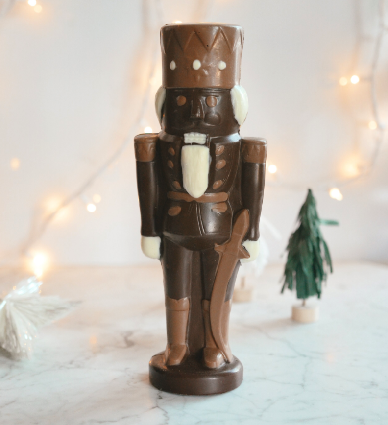 This 10-inch chocolate nutcracker from CocoAndré costs $70. (Courtesy)
