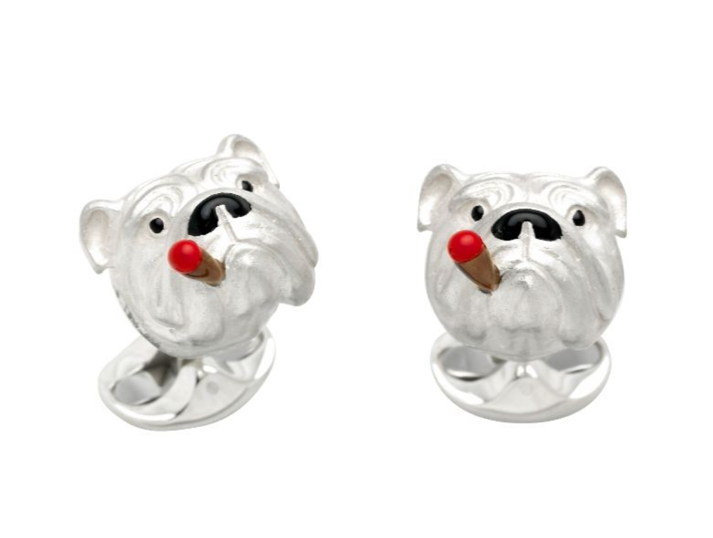 Deakin & Francis Bold Sterling Silver Bulldog Cigar Cufflinks.