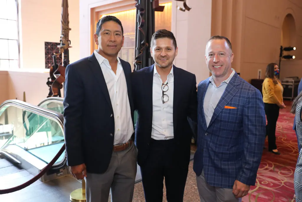 Eric Kuo, Carlos Wheelock, Dylan Seff at the YES Prep Leading Houston Forward luncheon. (Photo by Priscilla Dickson)