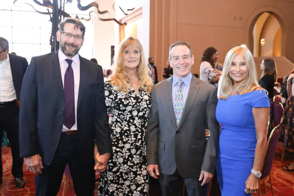 Tim & Debi Cesarek, luncheon chairs Mickey and Debi Barrett at the YES Prep Leading Houston Forward luncheon. (Photo by Priscilla Dickson)