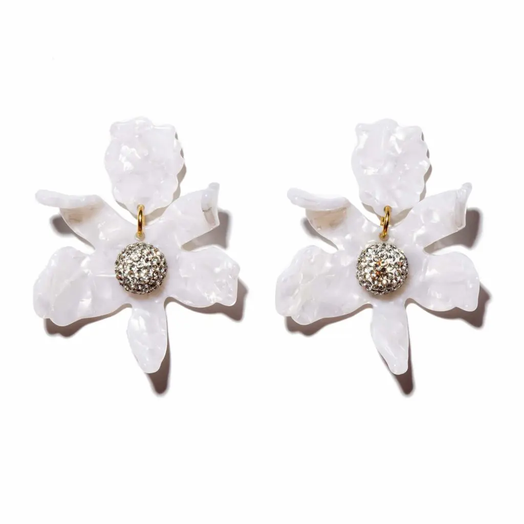 The crystal lily earrings are Lele Sadoughi's most popular shape.