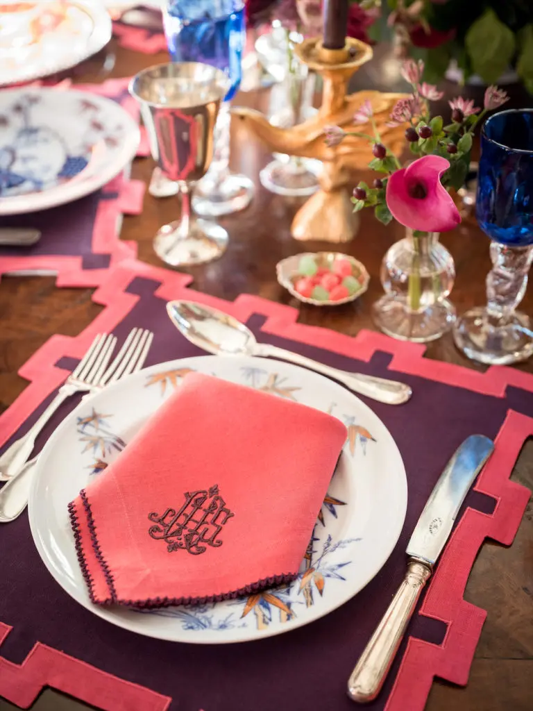 Leontine Linens monogrammed napkins.  (Photo by Paul Costello)