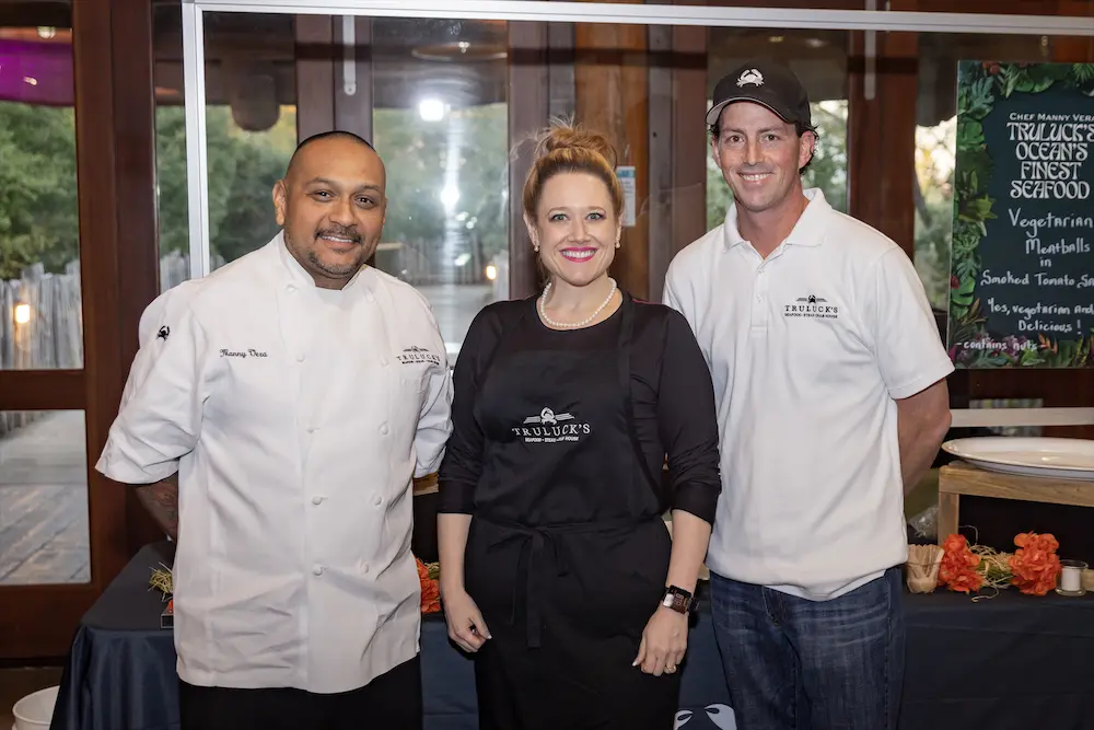 Chef Manny Vera, Rebecca Wright, and Bryndon Wiles of Truluck's. (Photo by Thomas Garza Photography)