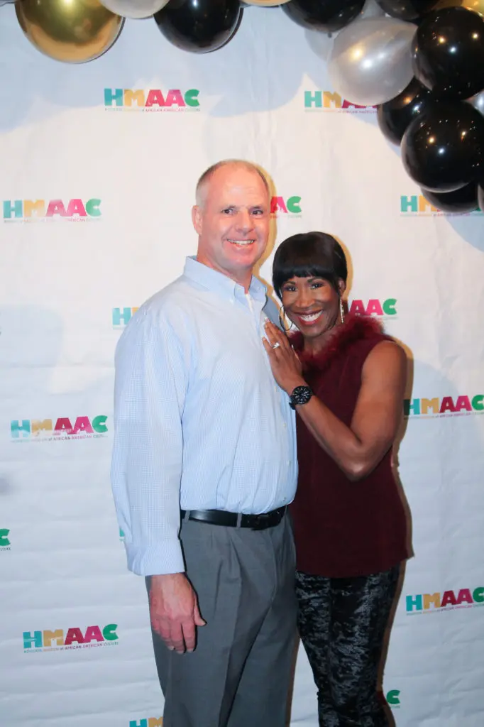 Chris Stanaway & host Lauren Anderson at the Houston Museum of African American Culture Champagne & Ribs party (Photo by Patryce Coleman)