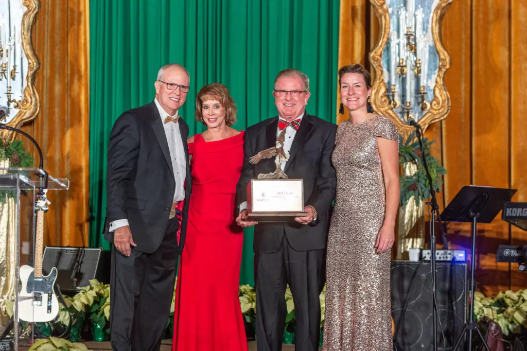 Dave Stover, Stephanie Dodd, Bill Dodd, Starlee Sykes at the Spindletop Charities Holiday Gala (Photo by Fulton Davenport/PWL Studio)