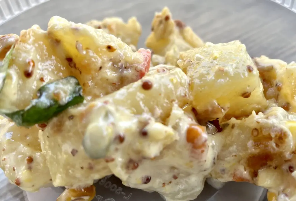Potato salad - dressed with grainy mustard. Photo by Courtney Dabney. 