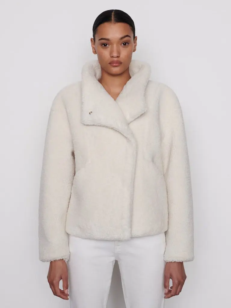 This Frame Sherpa white jacket is perfect gift for the fashionista. 