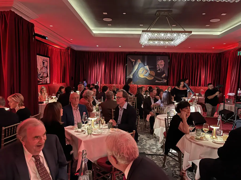 The meeting room at the Post Oak Hotel was magically transformed into a trés chic supper club in December 2021.  (Photo by Shelby Hodge)