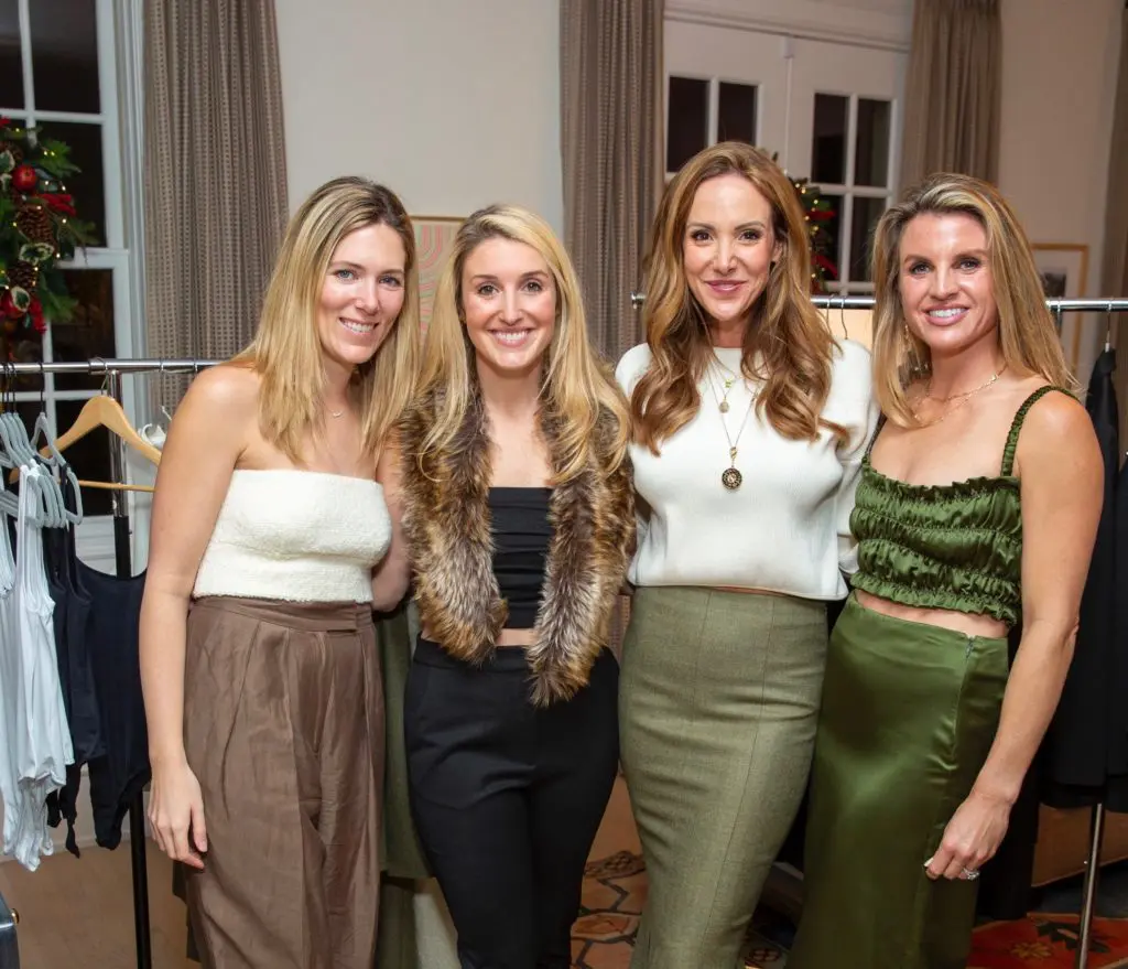 Designer Lucie Harte with Soft Animal launch party hostesses Natalie Steen,  Allison O'Neill, Lindley Arnoldy, all in Soft Animal. (Photo by Jenny Antill)