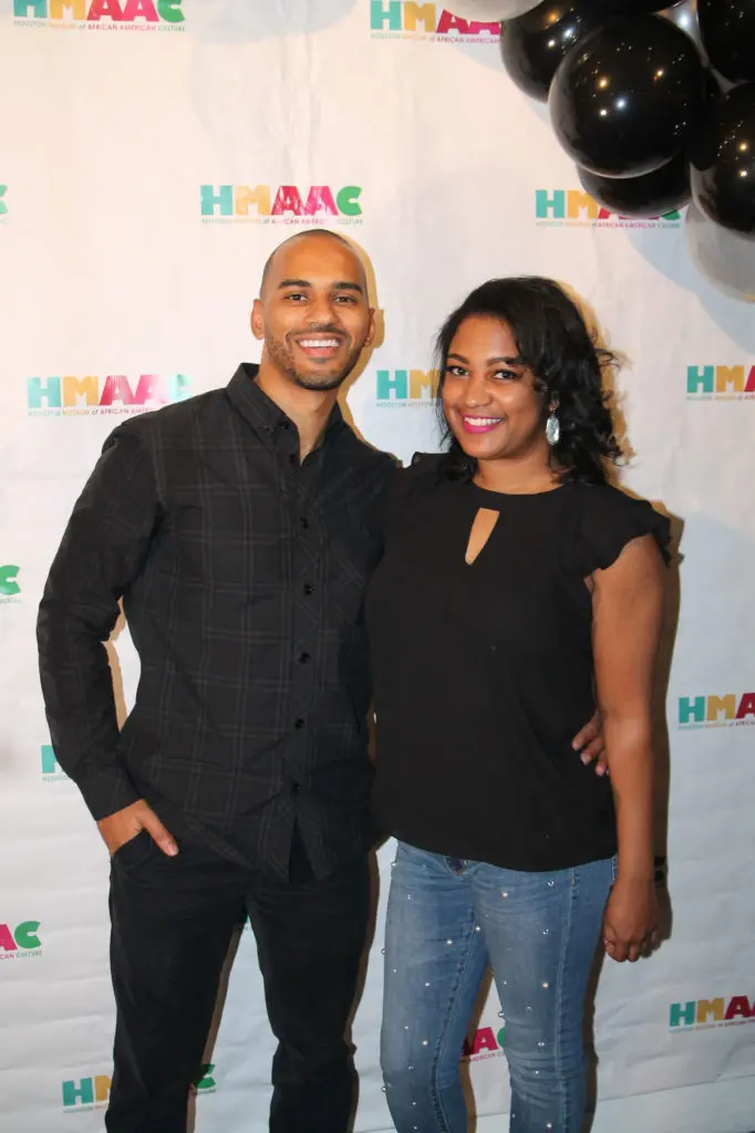 Justin Mabrie, Kimberly Mayberry at the Houston Museum of African American Culture Champagne & Ribs party (Photo by Patryce Coleman)