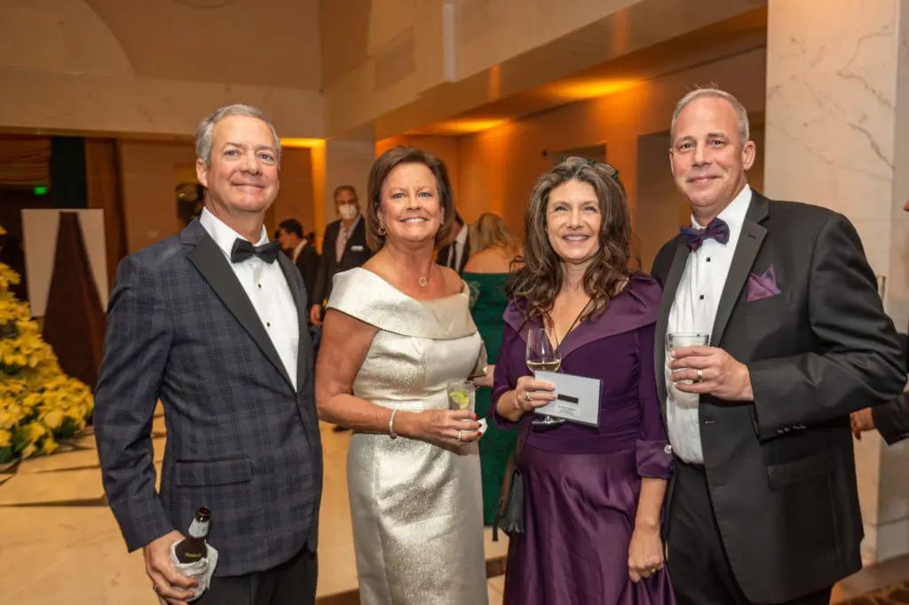 Louis & Terry Bonno, Tracy & Tim McGarity at the Spindletop Charities Holiday Gala (Photo by Fulton Davenport/PWL Studio)